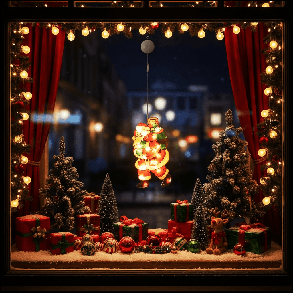 [B10303K6B] Suspension à pile avec ventouse Père Noël, grand, Blanc chaude ,IP20 Intérieur