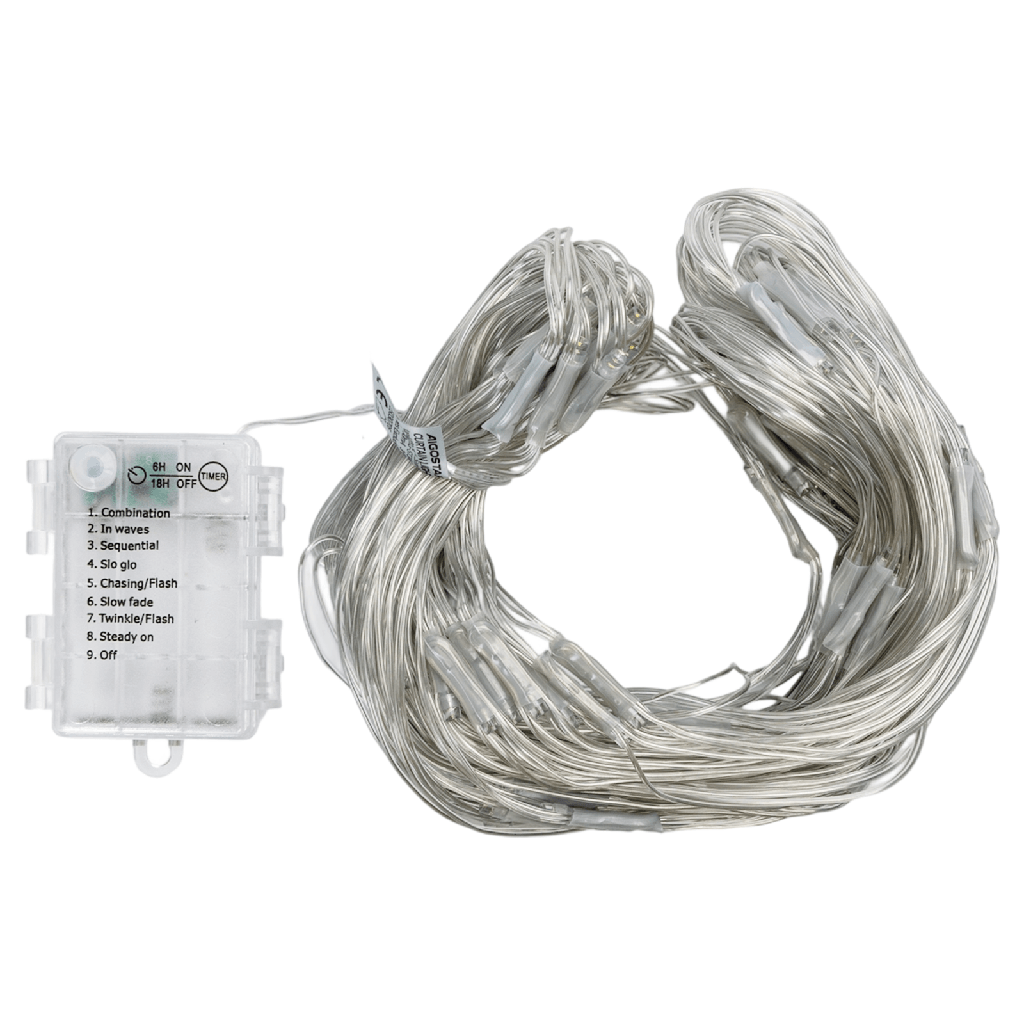 [B10303K46] 3AA Batterie-Lichtnetz-Lichterkette flach, Warmes Weiß, 1,5m*1,5m ,IP44, Innenbereich&Außenbereich