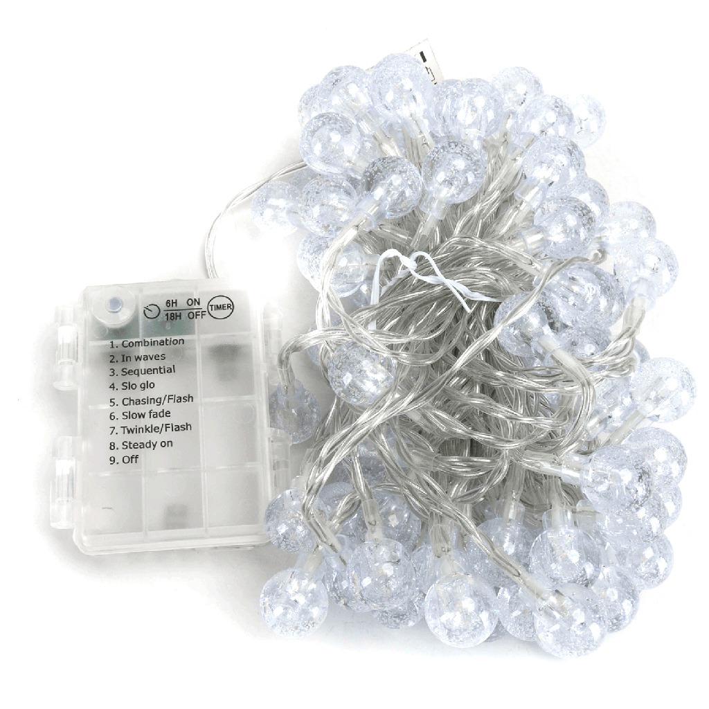 Bubbellichtstrook met 3AA-batterij Warm wit 10m IP44 Binnen/Buiten