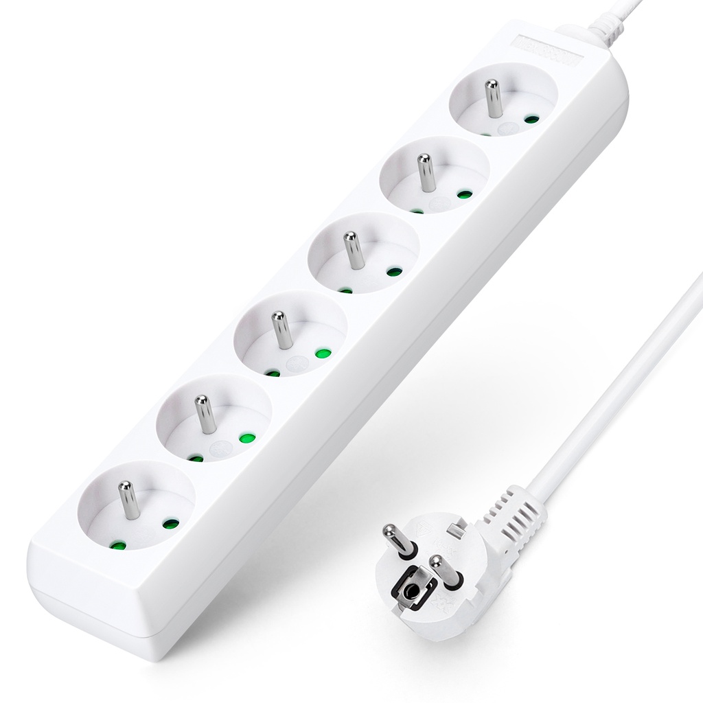 [B20103VLN] Franse 6-voudige stekkerdoos zonder schakelaar 5M 3G1 0mm² wit