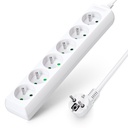 Aigostar Franse 6-voudige stekkerdoos zonder schakelaar 5M 3G1 0mm² wit