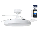 Bluetooth Mesh, ventilateur de plafond à pales invisibles avec lumière, CCT, 42 pouces, 3 pales, 6 vitesses, blanc