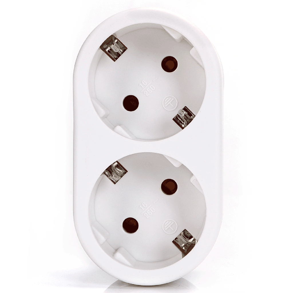 [B20102FLM] Deutscher 2-Fach Adapter 16A Weiß
