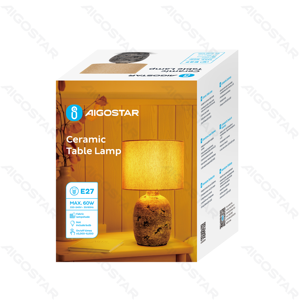 Aigostar Keramische Tafellamp (zonder lichtbron) e27