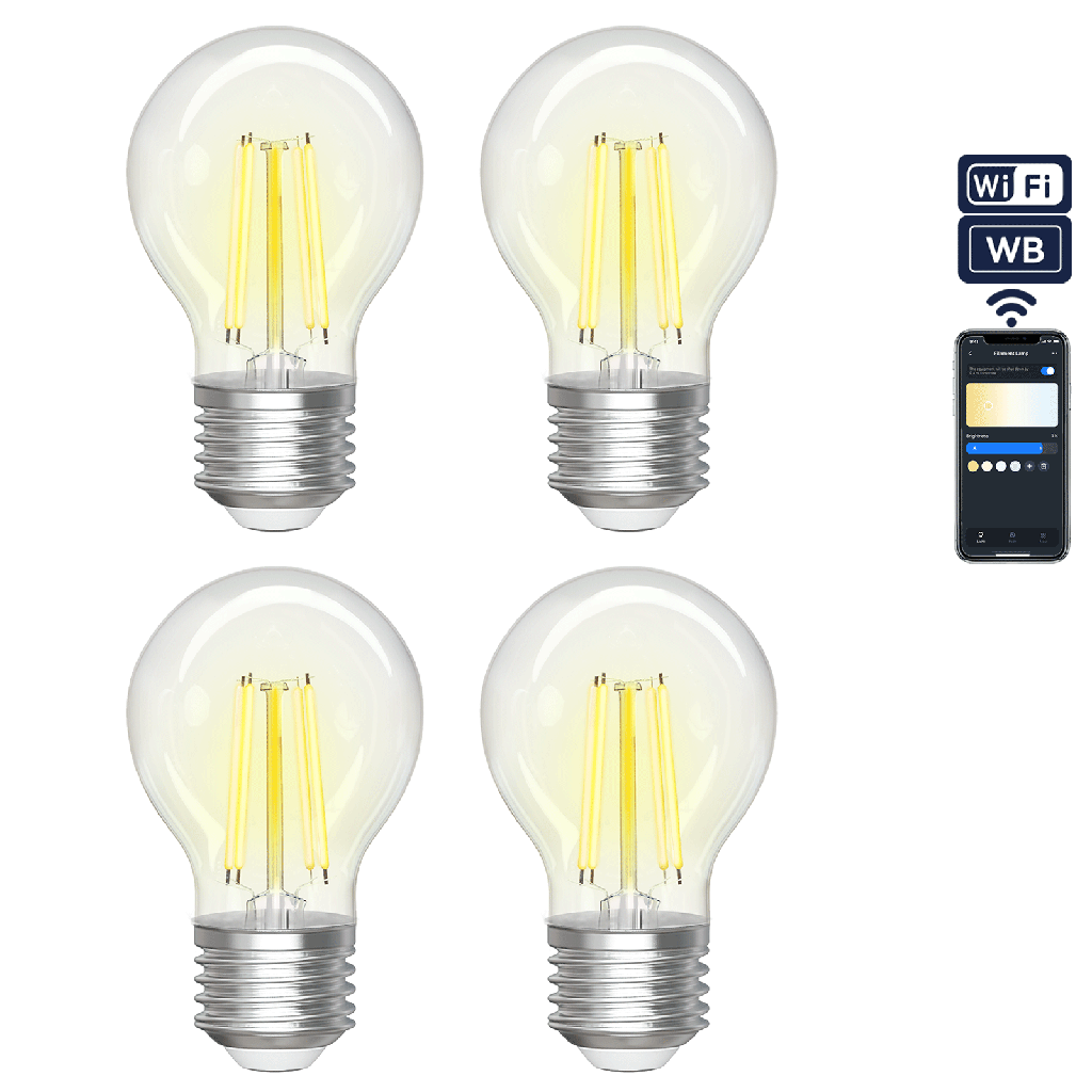 [S10201C4S] Intelligente Glühbirne G45 CCT (4 Stck.) (WLAN+Bluebooth)