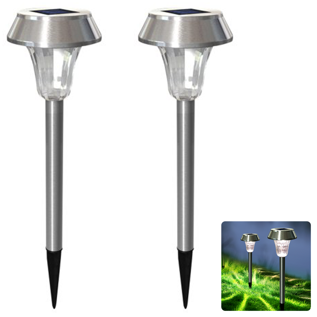 [B10201VWD] LED Solar Gazonverlichting (2 stuks) 6500K