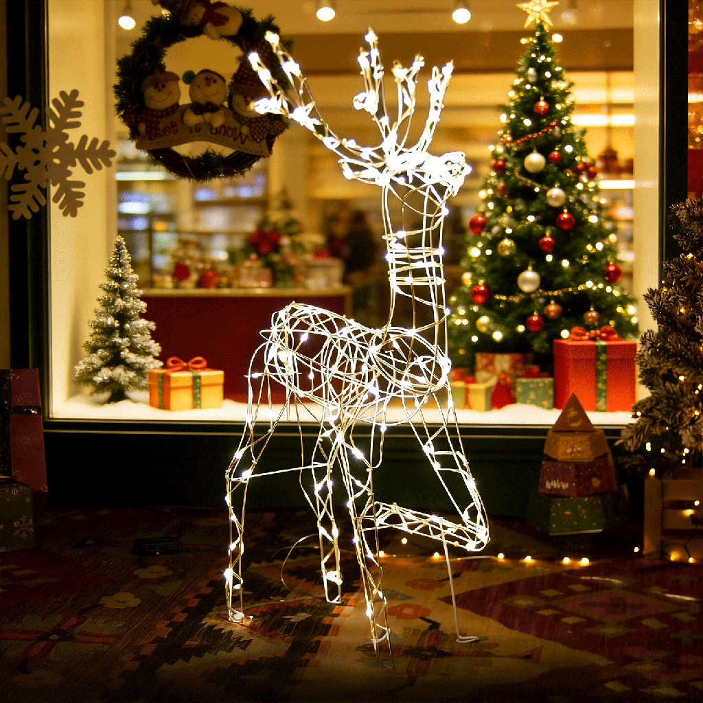 [B10303K6K] Lumière de Noël renne basse tension, Blanc chaude, 0.75 m ,IP44, Intérieur&Extérieur