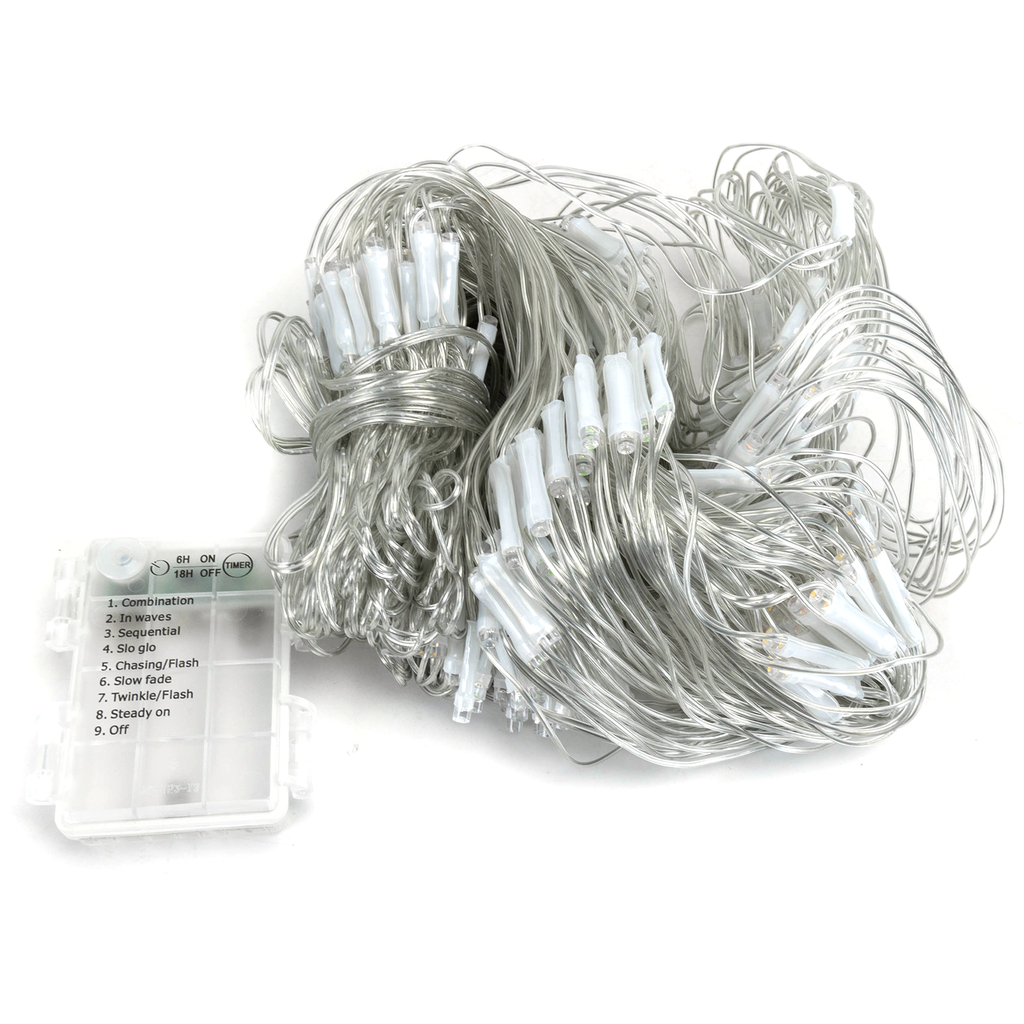 [B10303K4E] Aigostar Net van platte lichtstroken met 3AA-batterij RGBY 4.5m*1.5m IP44 Binnen/Buiten