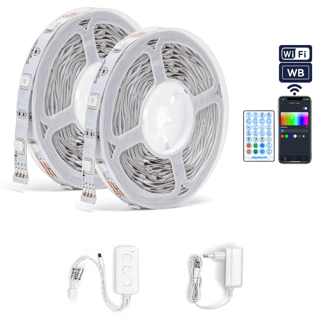 Bande lumineuse intelligente basse tension WiFi WB 18W de 5m (2 ensembles)