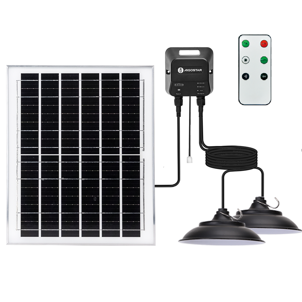 [B1020135P] Solar-Pendelleuchte, Energiespeicher 70 W*2 6500K Zugschnur