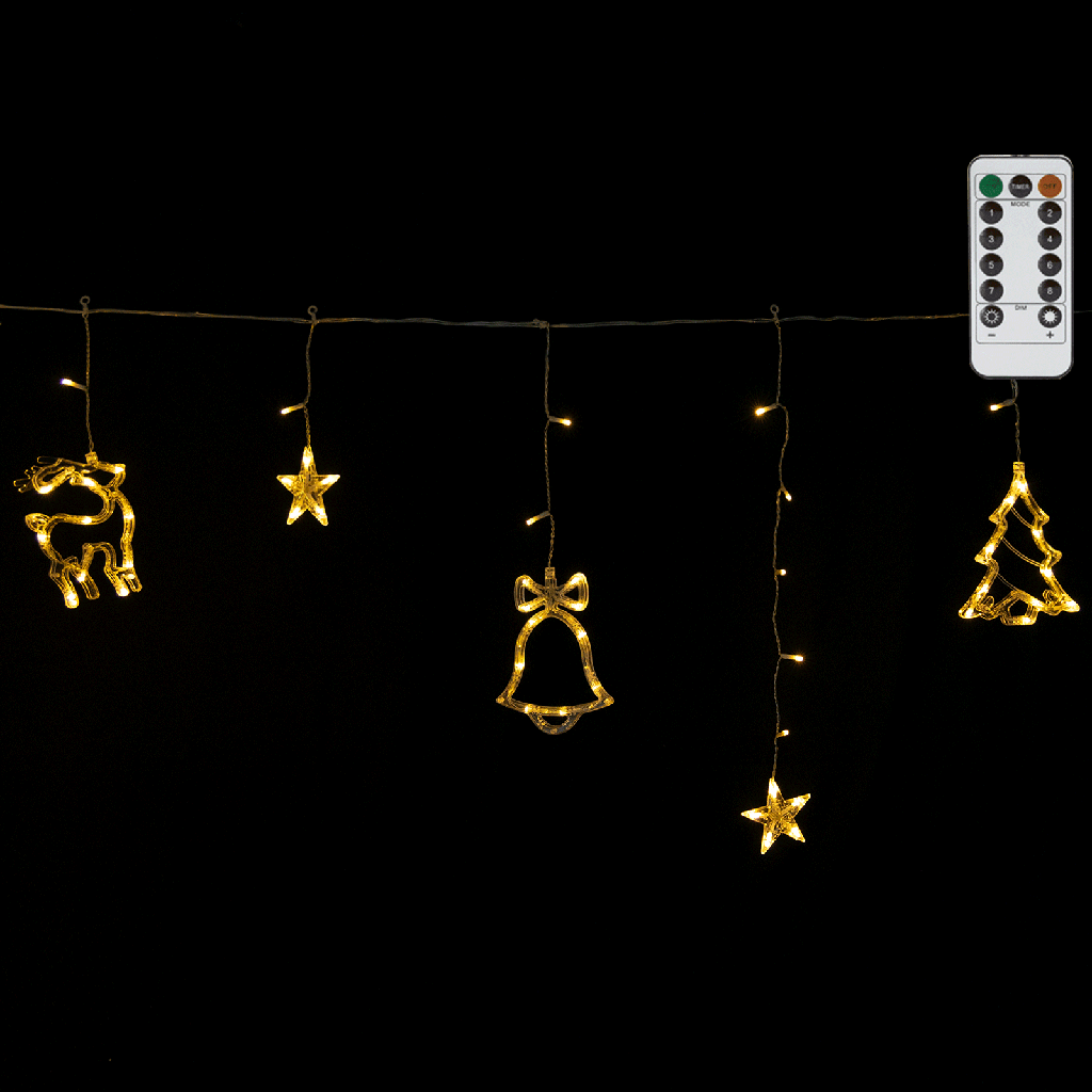Aigostar Serieel verbindbare laagspanning Ijspegel Wave met bellen hert en kerstboom) warm wit 3m+3m*0,6m 12 snoeren 12 strips IP44 Binnen/Buiten