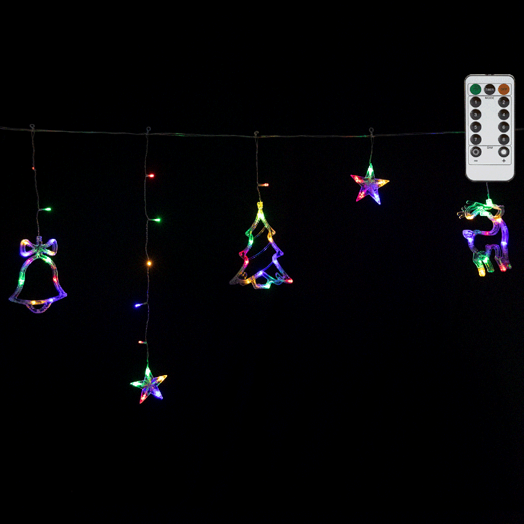 Aigostar Serieel verbindbare laagspanning Ijspegel Wave met bellen hert en kerstboom) RGBY 3m+3m*0,6m 12 snoeren 12 strips IP44 Binnen/Buiten