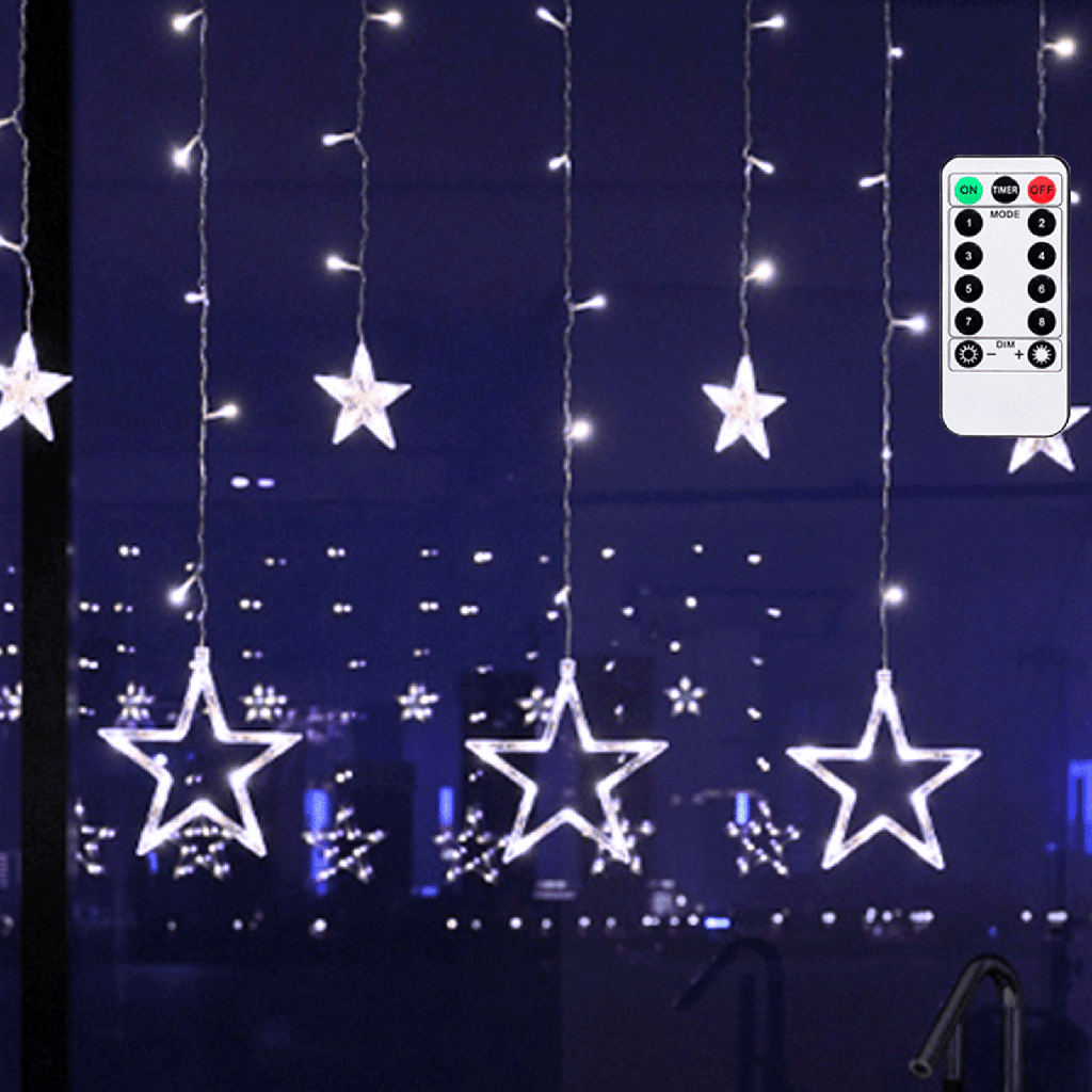 [B10303S75] Aigostar Serieel verbindbare laagspanning Ijspegel Wave Ster koel wit 3m+3m*0,6m 12 snoeren 12 strips IP44 Binnen/Buiten