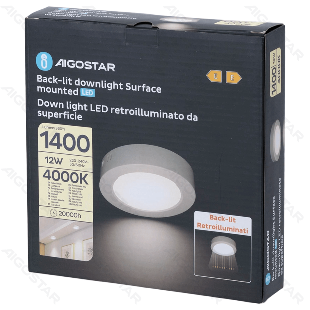 [B10405WGN] E6 LED Opbouw Downlight Rond 12W Natuurlijk Licht