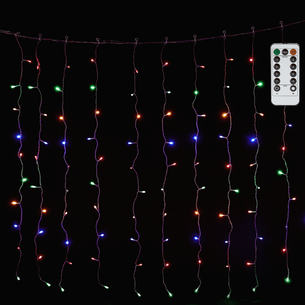 Aigostar Serieel verbindbare laagspanning Platte lichtslinger Ijspegel Flush RGBY 3m+3m*1m 30 snoeren 30 strips IP44 Binnen/Buiten