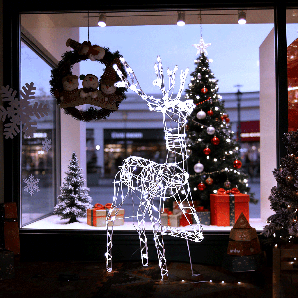 [B10303KV8] Niedervolt-Weihnachts-Rentier-Licht, Kaltes Weißt, 1.2m ,IP44, Innenbereich&Außenbereich