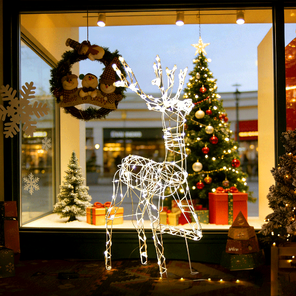 [B10303K6M] Lumière de Noël renne basse tension, Blanc chaude, 1.2 m ,IP44, Intérieur&Extérieur