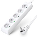 Multiprise 5 Prises Françaises Sans interrupteur 3M 3G1.0mm² Blanc