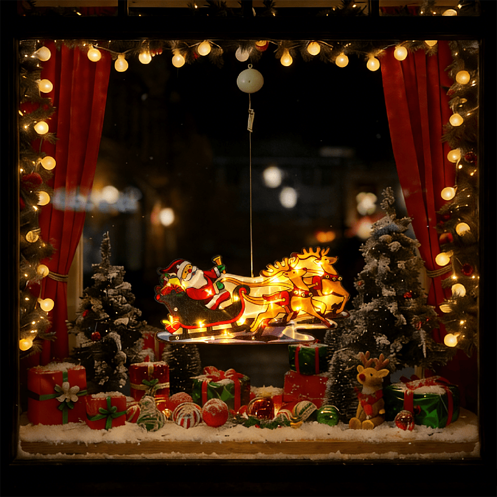 [B10303K6D] Groot hangertje in de vorm van een rendier dat werkt op batterijen met zuignap Warm wit IP20 Binnen