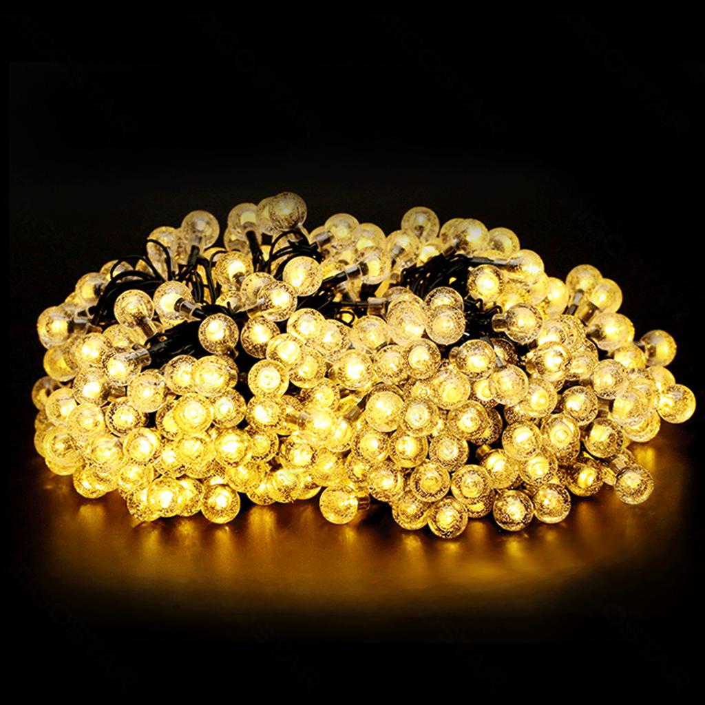 [B10201JE5] Aigostar Bubbellichtstrook op zonne-energie Warm wit 2m+10m