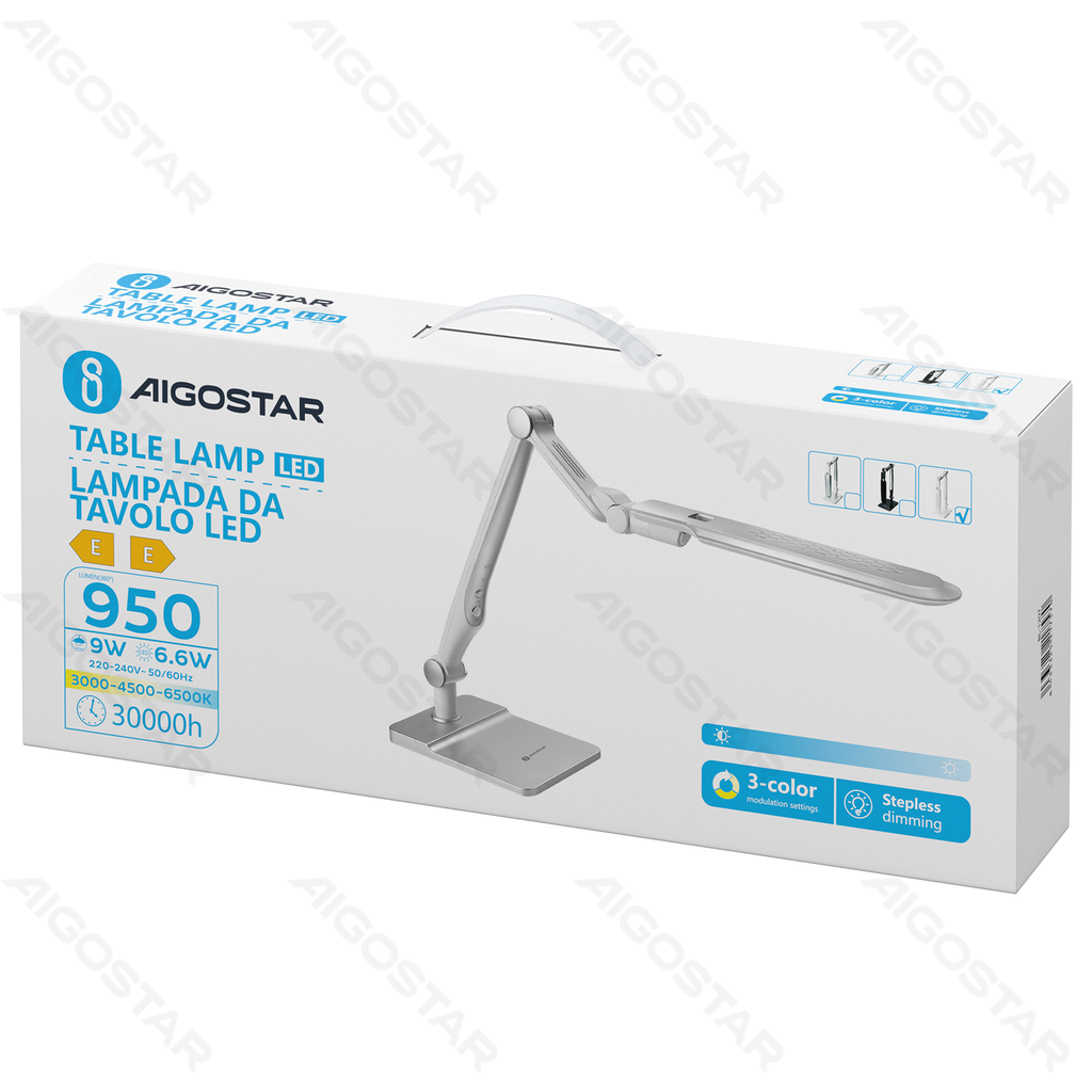 [B10311A0H] Lampe de bureau LED à intensité variable, blanche, 9 W, 3000-6500 K