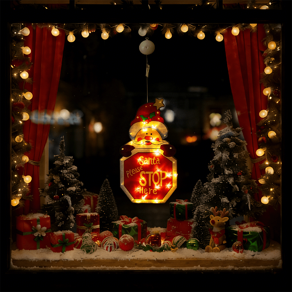 [B10303K6A] Groot hangertje in de vorm van een sneeuwman met een bord dat werkt op batterijen met zuignap Warm wit IP20 Binnen