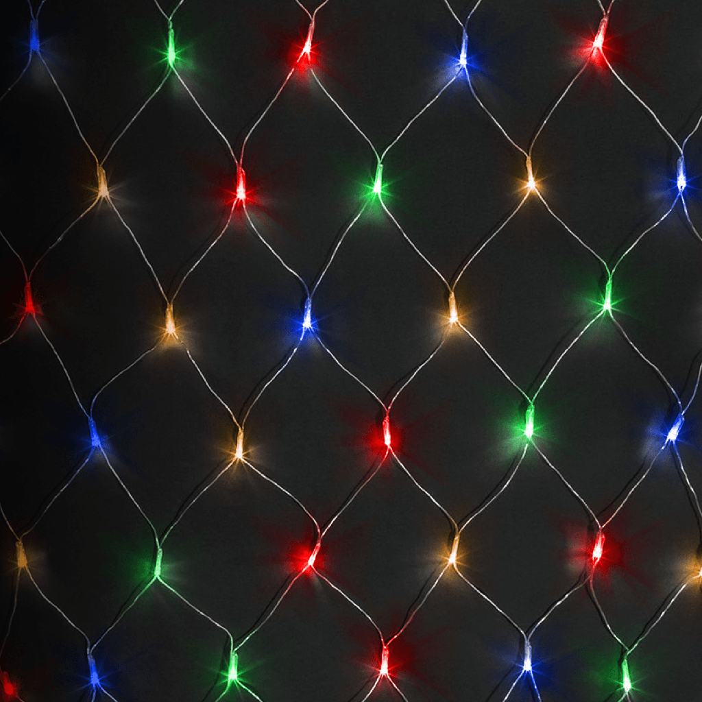 [B10303JX5] Netz aus flachen Lichtbändern mit Niederspannung, RGBY, 3 m × 1,5 m, IP44, für den Innen- und Außenbereich, Farbfeld