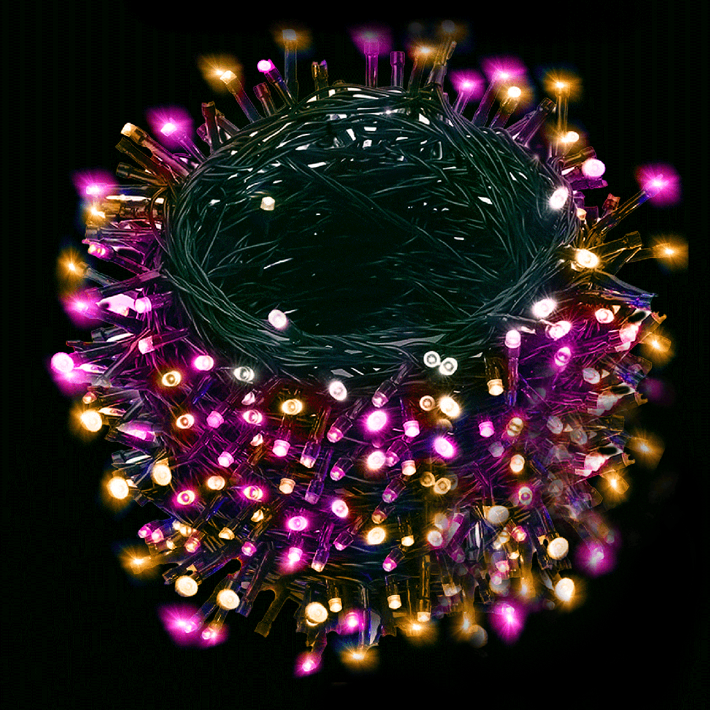 Guirlande lumineuse 3AA, 300 LED, rose/blanc chaud, 15 m (intérieur et extérieur)