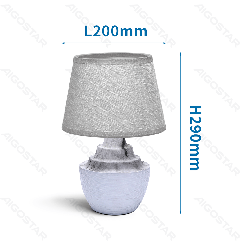 [B10311PUW] Table Lamp Ceramic Grey/white with fabric lampshade (without light source) E14