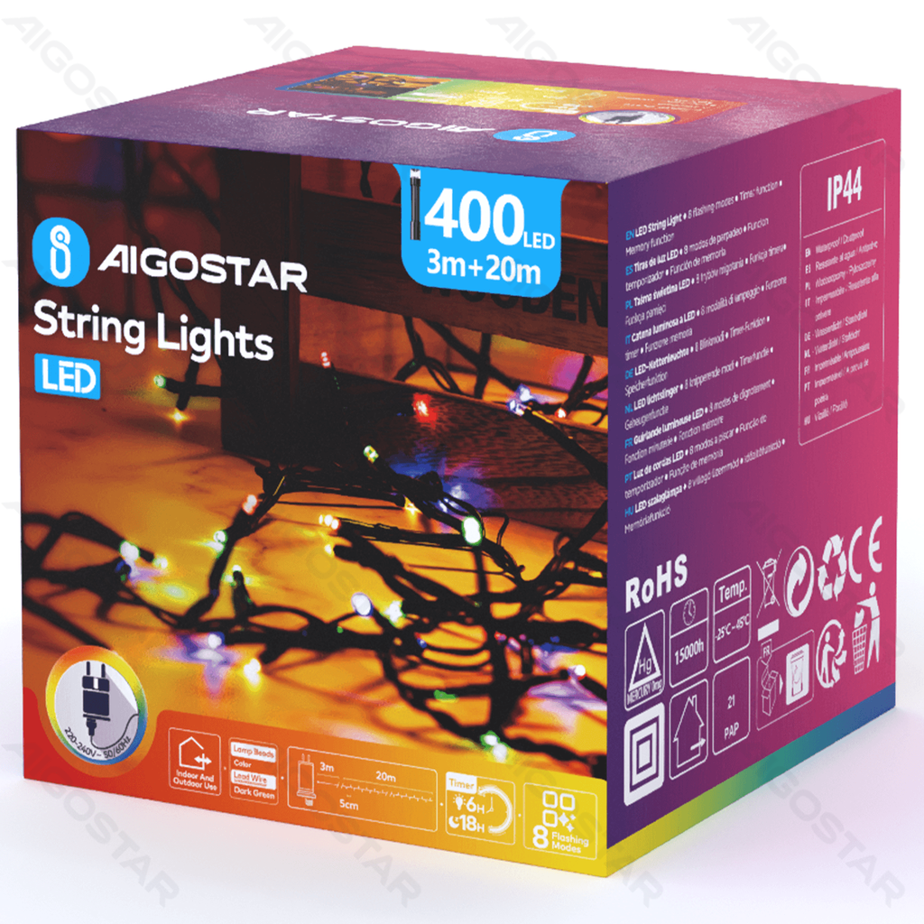 [B10303JO4] Flacher Lichtstreifen mit Niederspannung, RGBY, 20 m, IP44, für den Innen- und Außenbereich, Farbwechsel