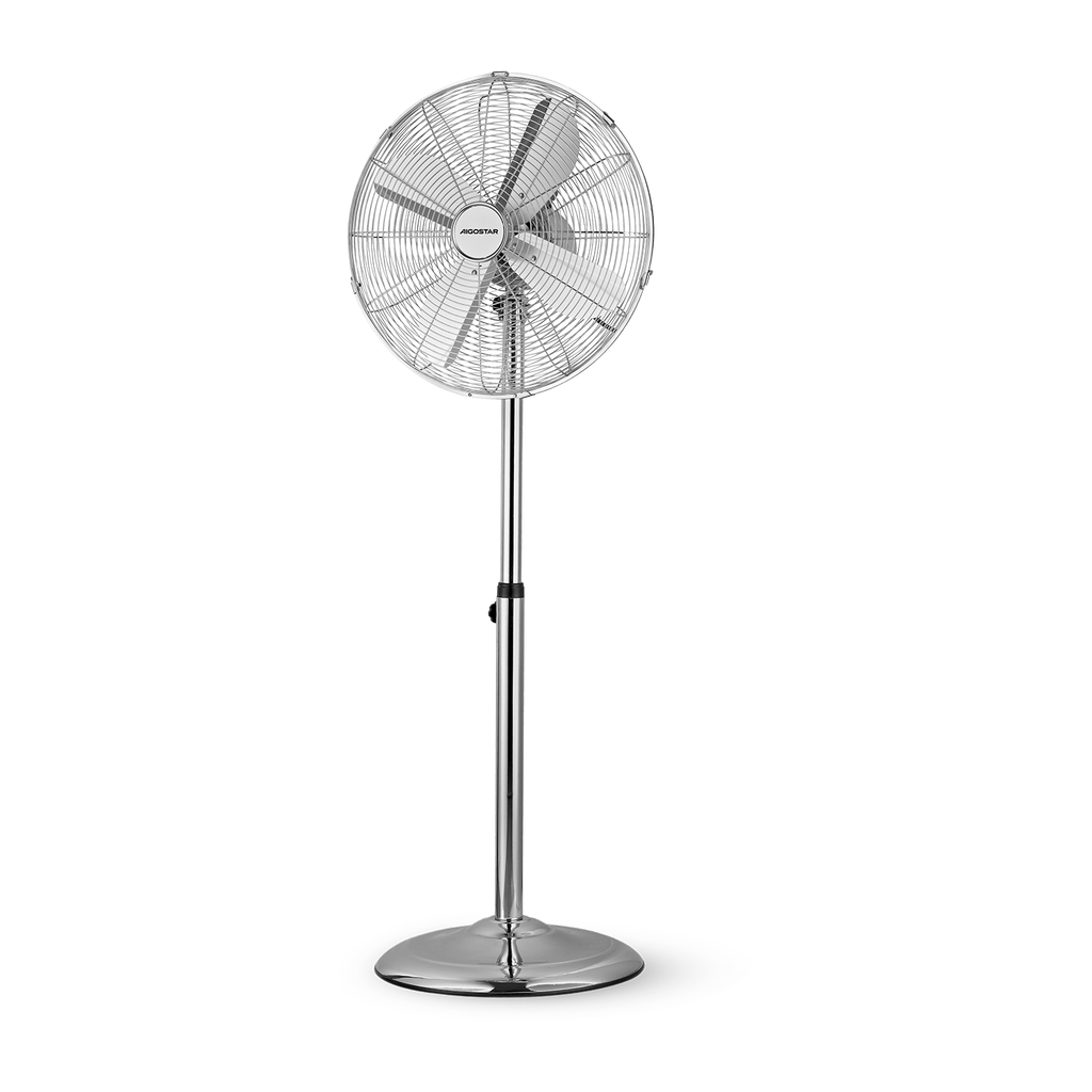 [330100QRT] Metalen standaardventilator 16 inch 4 bladen 3 snelheden zilver