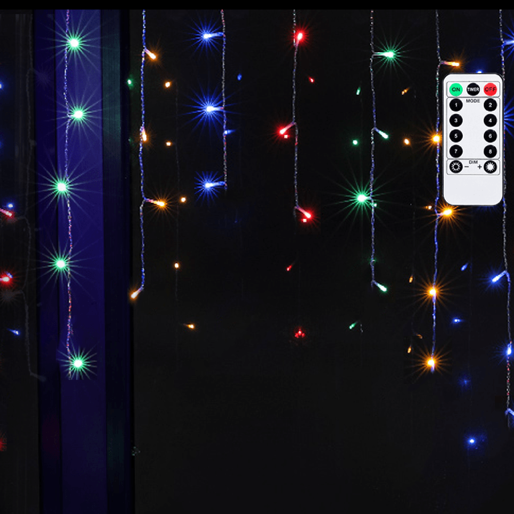 Aigostar Serieel verbindbare laagspanning Platte lichtslinger Ijspegel wave RGBY 3m+1,5m*1m 15 snoeren 15 strips IP44 Binnen/Buiten