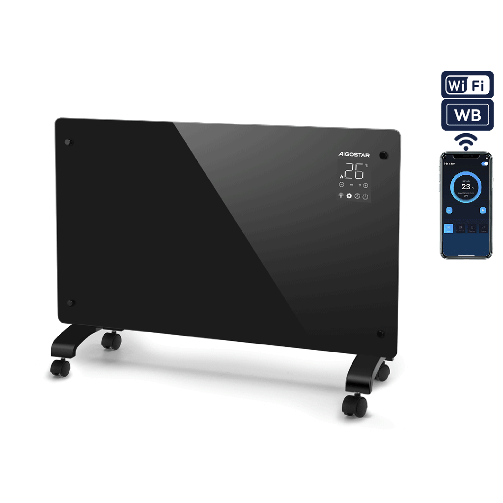 Radiateur convecteur intelligent 2000 W avec interrupteur tactile, Wi-Fi et Bluetooth