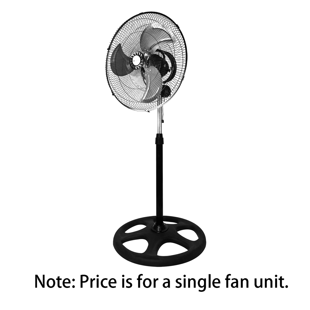 [B3010111R] 18-inch metal pedestal fan, 3 blades, 3 speeds, black, set of 2