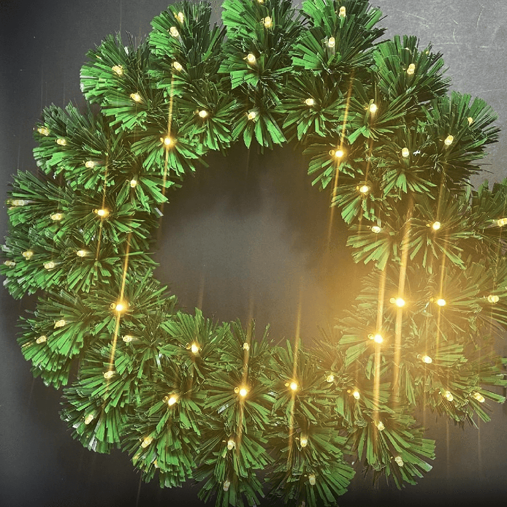 Oplichtende kunststof krans met 3AA-batterij Φ0.5m warm wit IP44 Binnen/Buiten