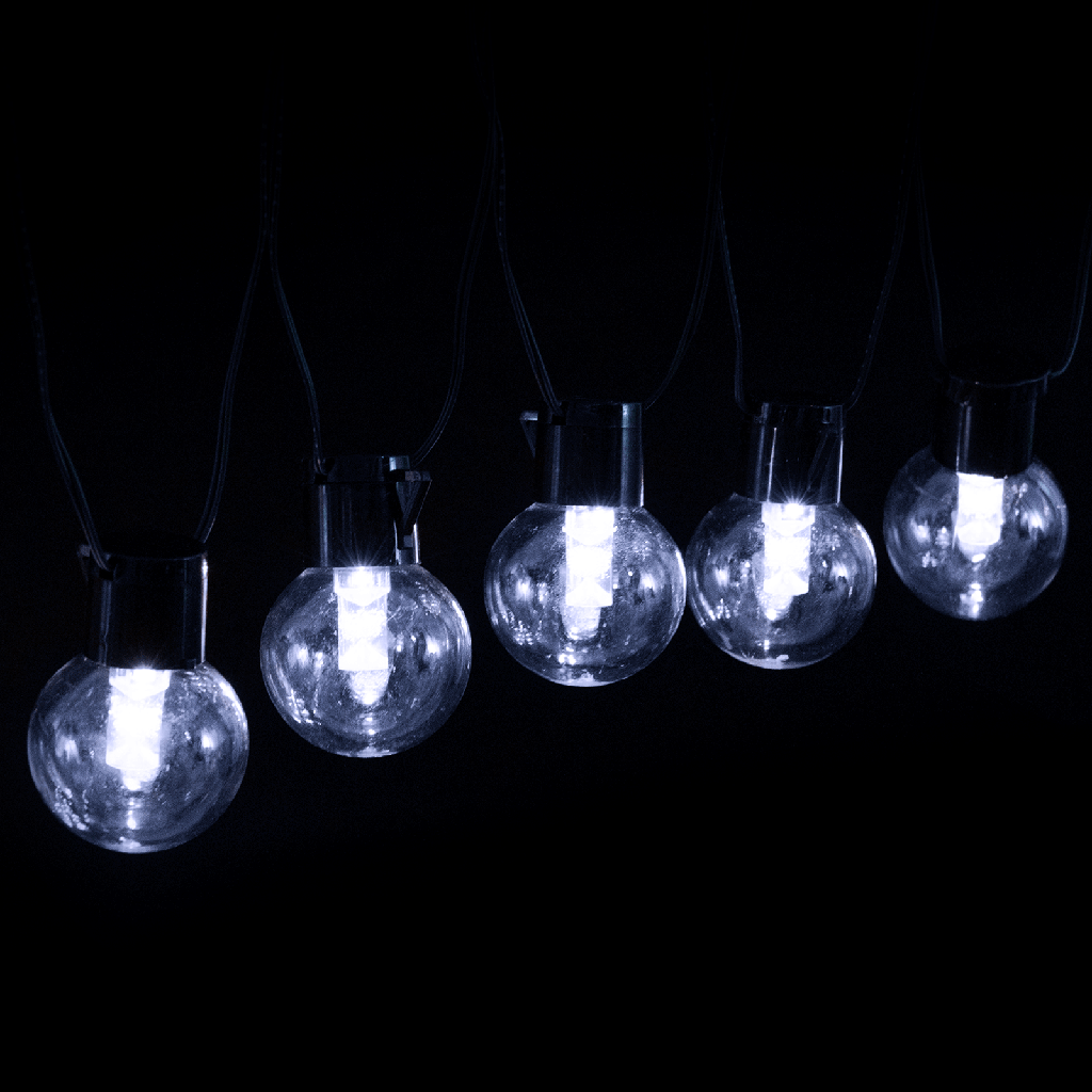 Lichtstrook met ronde G50-kokerlampen op zonne-energie Koud wit 5m