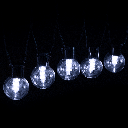 Lichtstrook met ronde G50-kokerlampen op zonne-energie Koud wit 5m