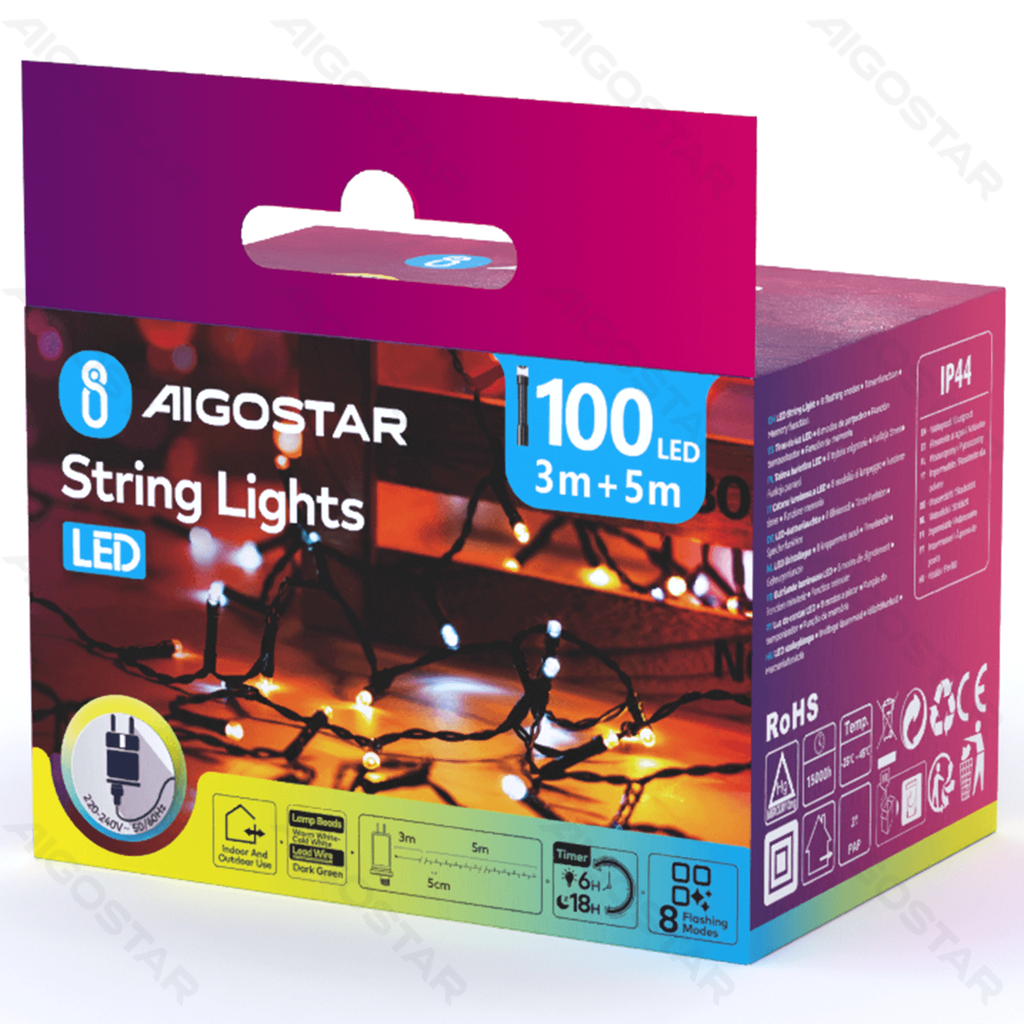 [B10303JQ5] Flacher Lichtstreifen mit Niederspannung, Warmweiß – Kaltweiß, 5 m, Farbbox