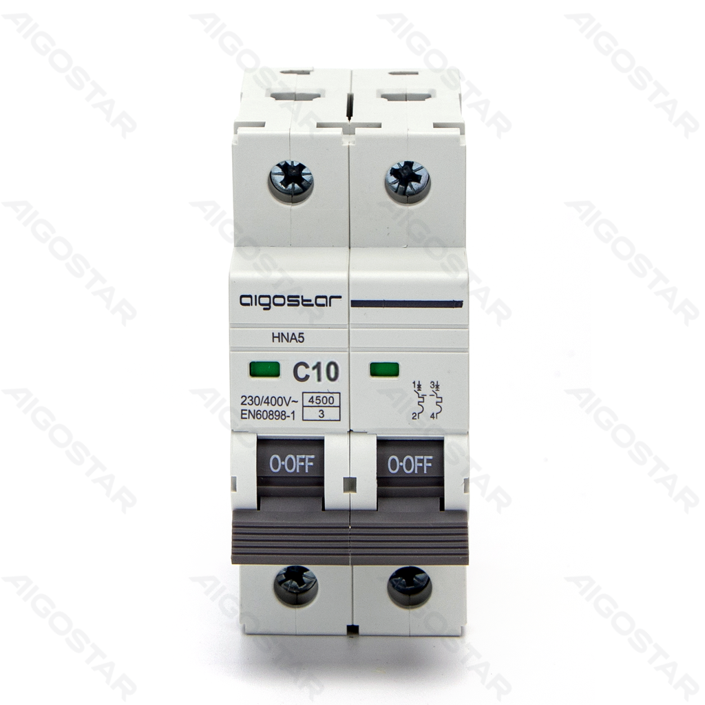 Aigostar Miniatuur stroomonderbreker 2P 10A C CURVE Grijs