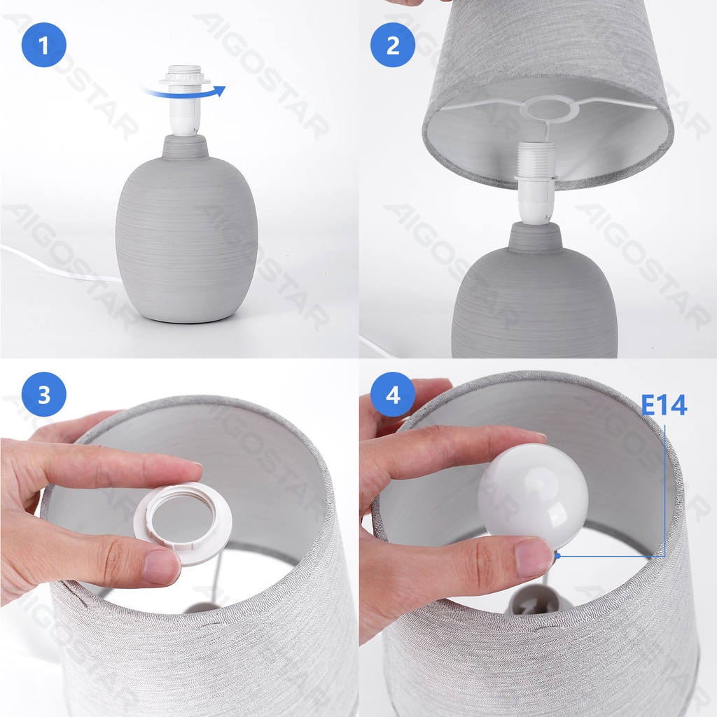 LED tafellamp Max.40W E14 keramisch