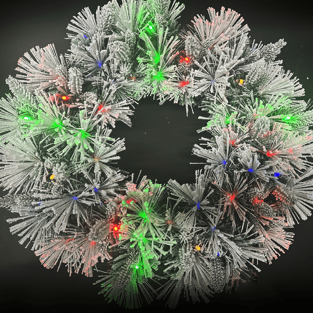 [B10303Y2G] Oplichtende pluchen krans met 3AA-batterij Φ0.5m RGBY IP44 Binnen/Buiten