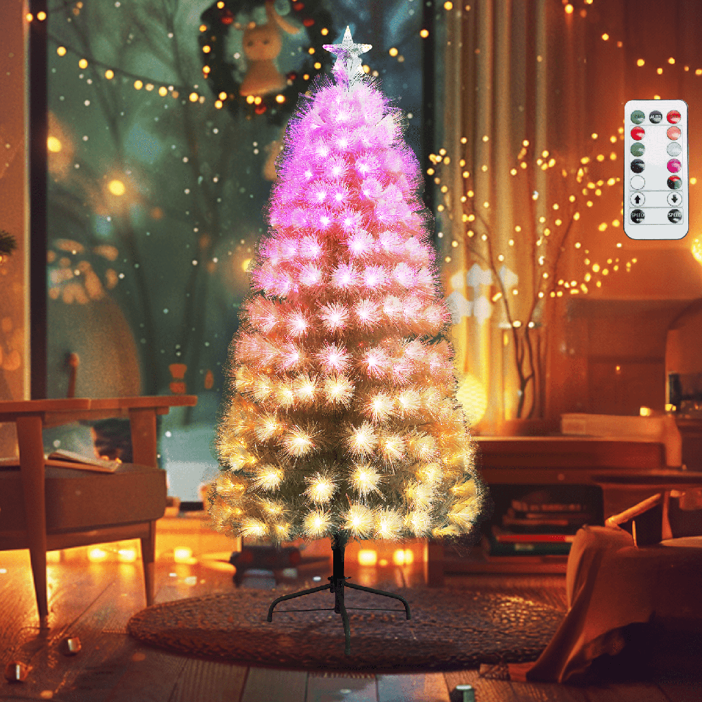 Arbre lumineux en fibre optique à basse tension, hauteur 1,8 m, RGIC, IP44, pour l'intérieur et l'extérieur