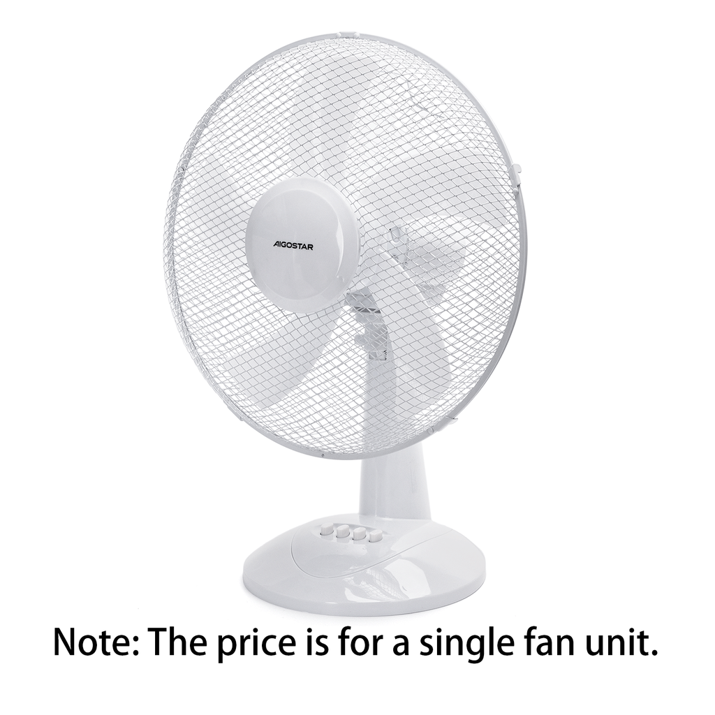 Tischventilator 16 Zoll, 5 Flügel, 3 Geschwindigkeitsstufen, weiß, 2 Stück