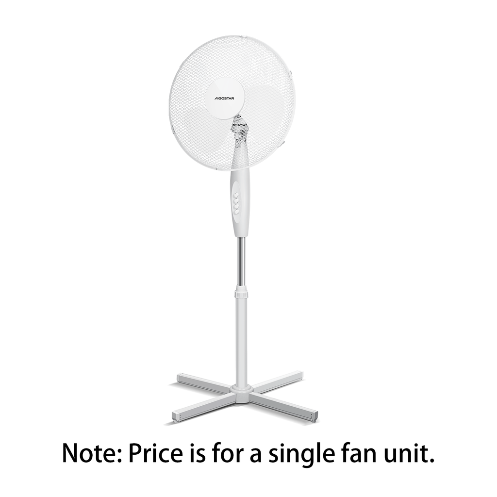 [B30101M10] Standventilator 16 Zoll, 3 Flügel, 3 Geschwindigkeitsstufen, weiß, 2 Stück