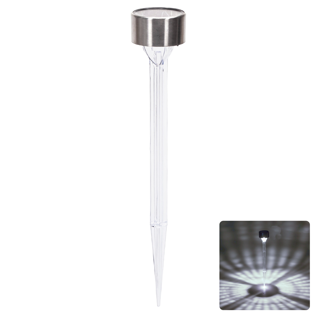 Éclairage d'ambiance LED solaire pour pelouse, acier inoxydable, abat-jour intégré, 6500 K