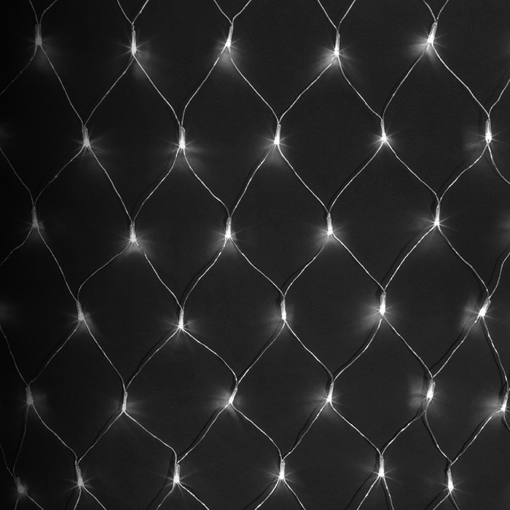 [B10303JX3] Netz aus flachen Lichtleisten mit Niederspannung, kaltweiß, 4,5 m × 1,5 m, IP44, für den Innen- und Außenbereich, Farbfeld