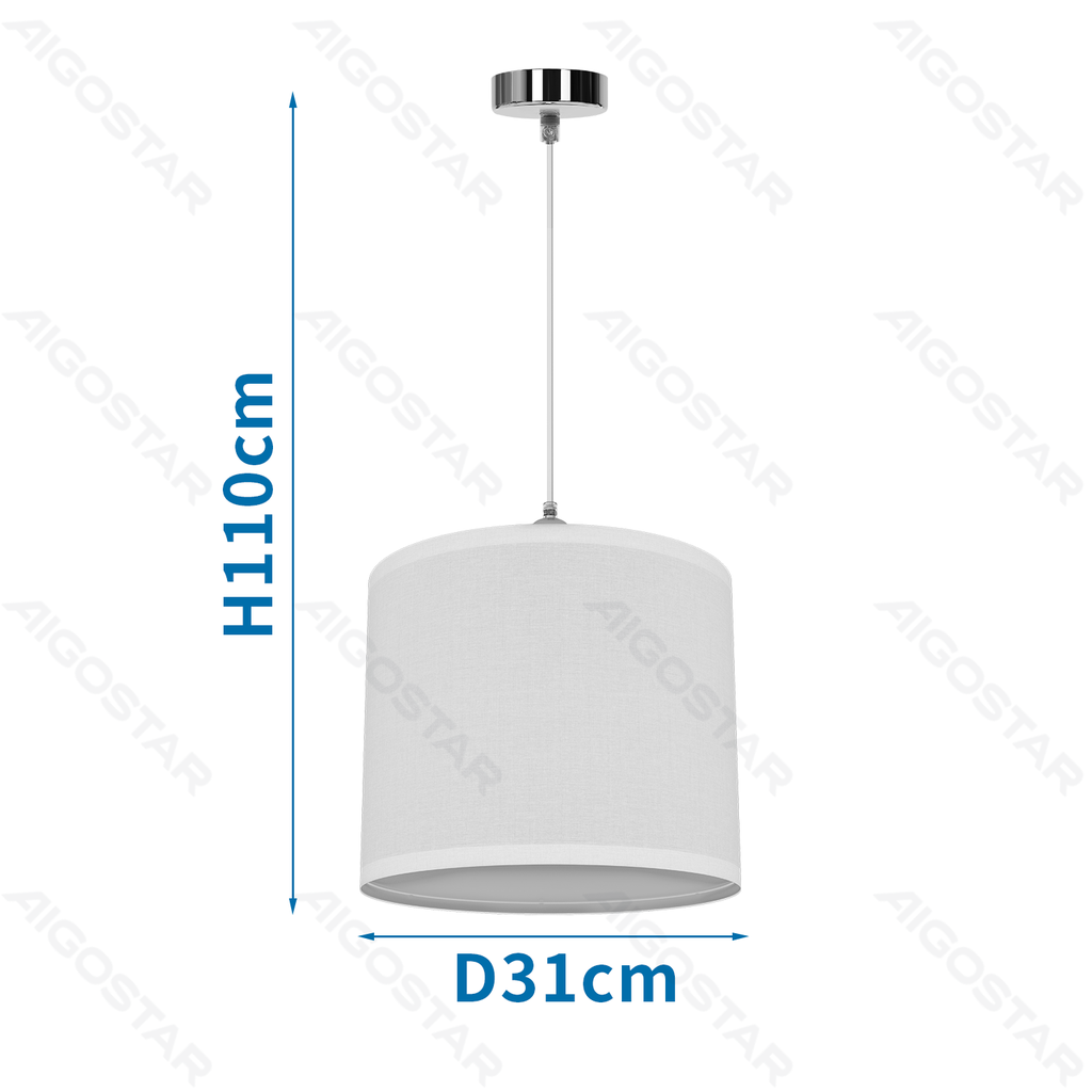 [B10303C3A] Stoffen Hanglamp (Zonder Lichtbron) Wit E27