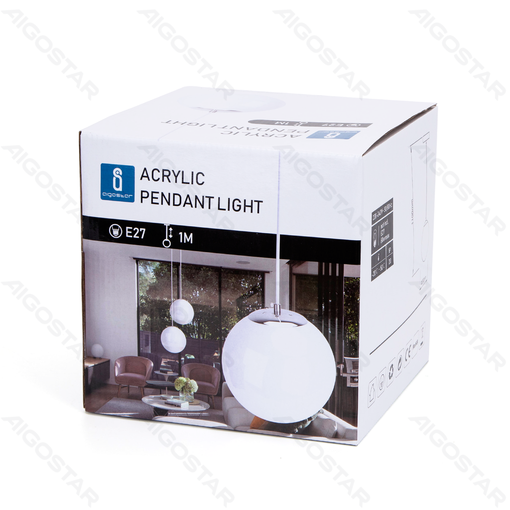 [B10305XRY] Hanglamp van Acryl (Zonder Lichtbron) Wit E27