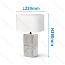 Tischlampe aus Keramik, quadratisch, weiß/schwarz, mit Stoffschirm (ohne Leuchtmittel) E14