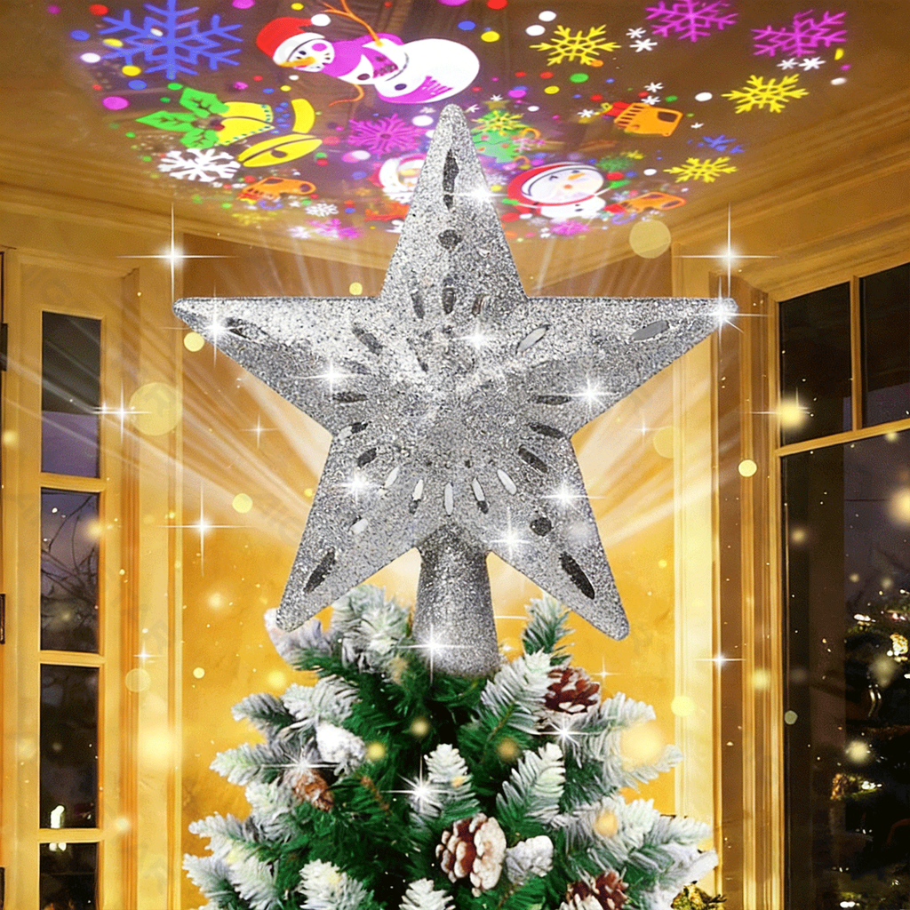 Laagspanningsprojectielamp Zilveren Boomtopster Kerstpatroon 5 m IP20 binnenshuis